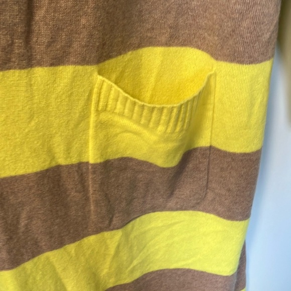 Isaac Mizrahi 100% Cashmere Yellow and Tan Striped Maxi Long Cardigan - Picture 3 of 6